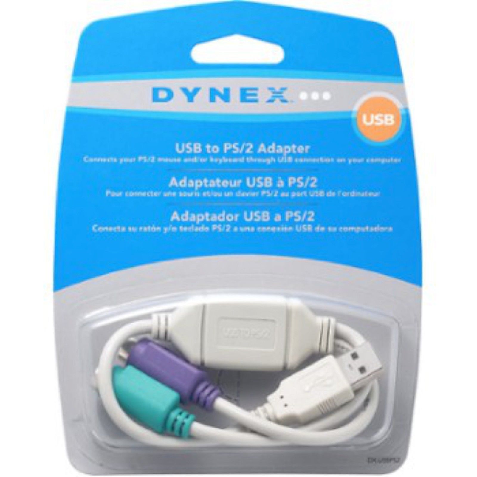 NEW Dynex DX-USBPS2 USB-to-PS/2 KVM Mouse Keyboard Port Adapter Cable ...