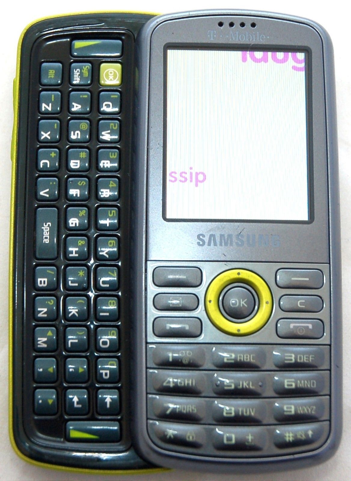 samsung lime green slide phone